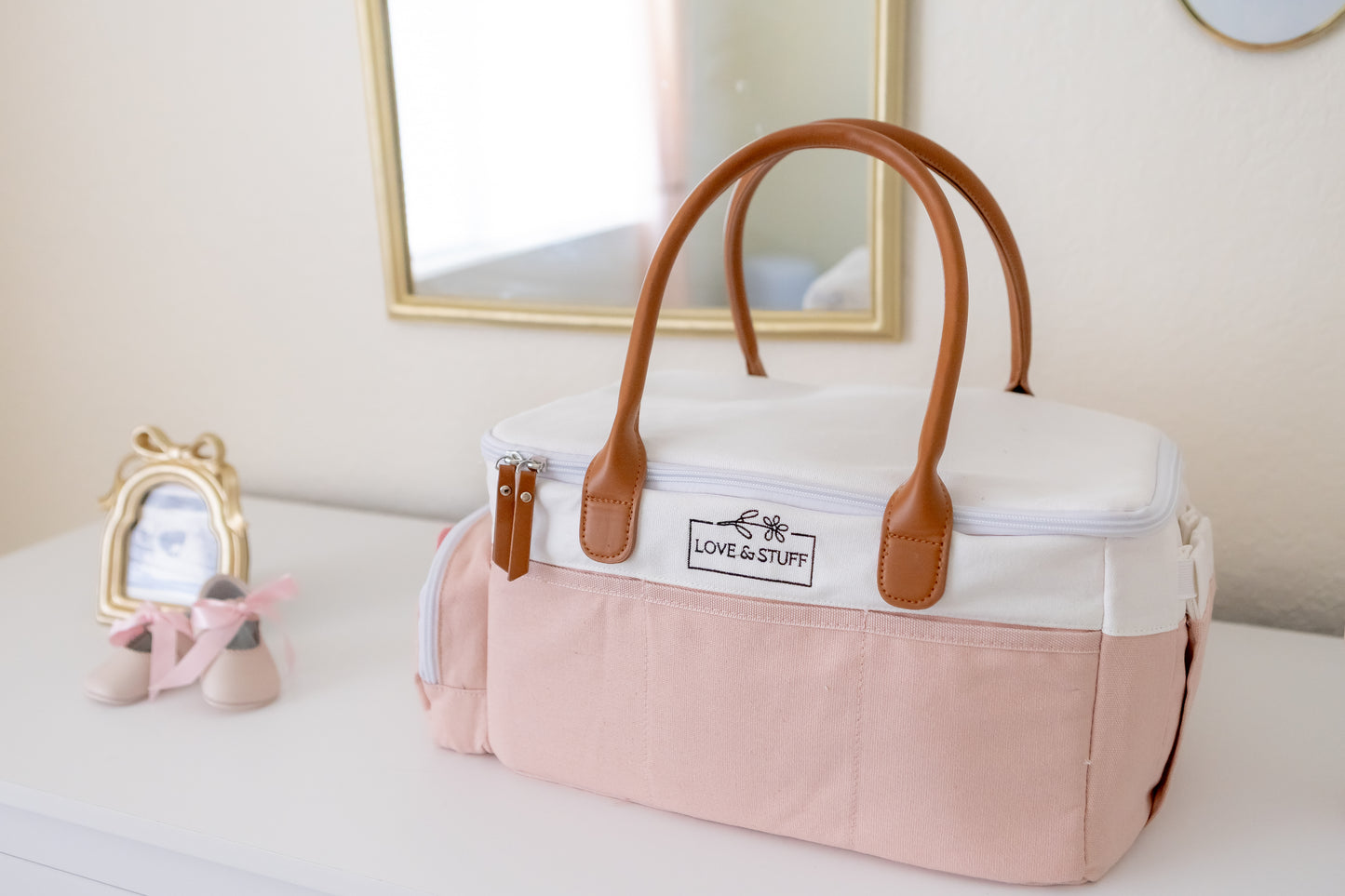 šø Dusty Rose Travel Diaper Caddy